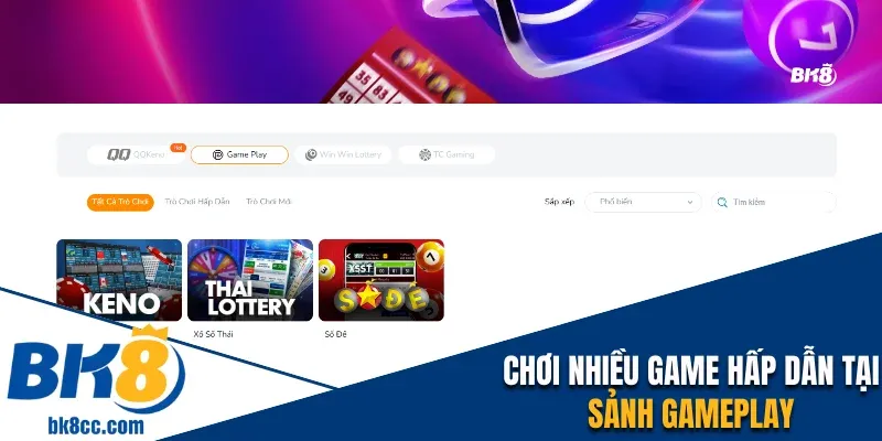 Chơi nhiều game hấp dẫn tại sảnh Gameplay
